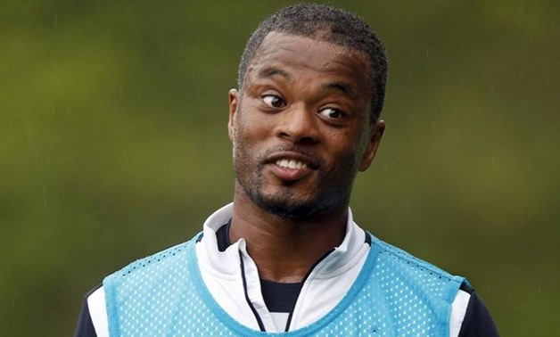 France's Patrice Evra reacts during a training session in Clairefontaine, near Paris, in preparation for the upcoming World Cup, May 21, 2014. REUTERS/Charles Platiau