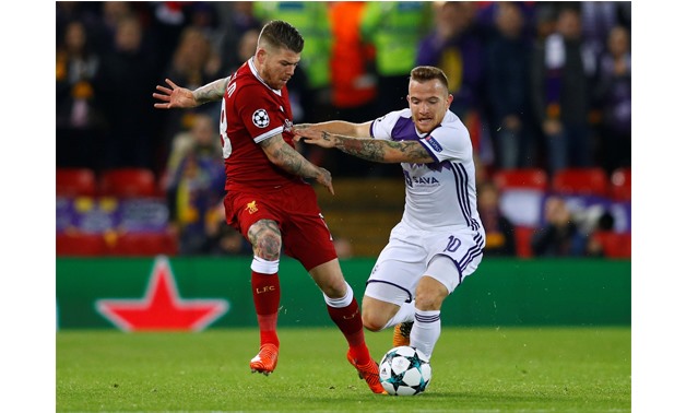 Liverpool's Alberto Moreno in action with NK Maribor’s Dino Hotic REUTERS/Phil Noble