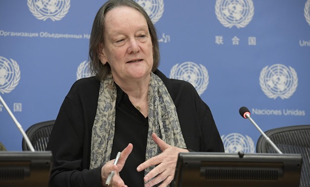 The Victims’ Rights Advocate for the UN, Jane Connors, briefing the press at UN Headquarters - UN PhotoEvan Schneider