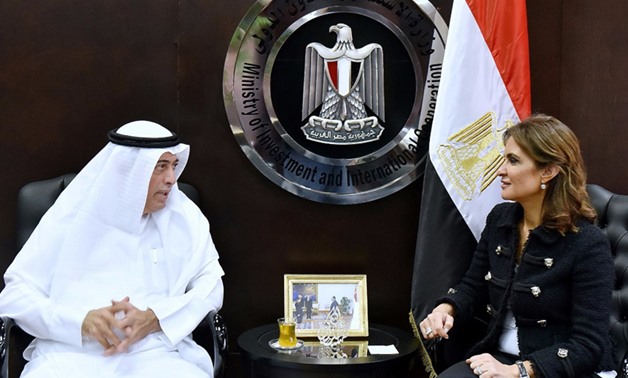 Minister of Investment Sahar Nasr meets Abdulla Saeed Al Thani- Press Photo
