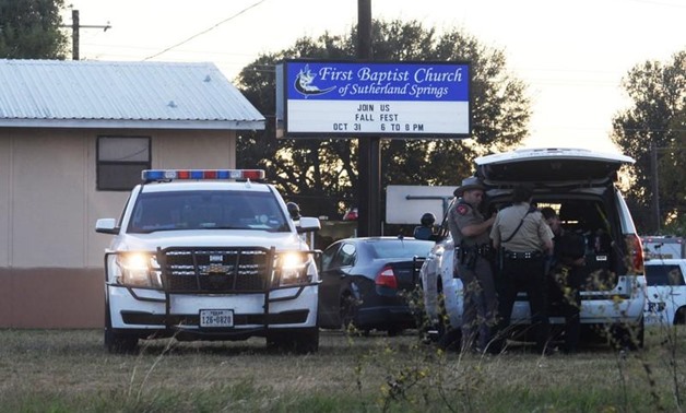 First responders are at the scene of shooting at the First Baptist Church in Sutherland Springs, Texas, U.S., November 5, 2017 - REUTERS/Joe Mitchell