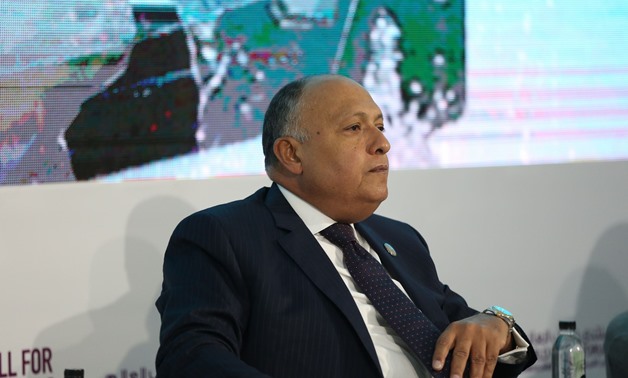  Egyptian Foreign Minister Sameh Shoukry during his participation in the WYF session on illegal immigration on November 6, 2017- Press Photo