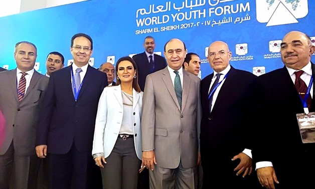 Minister of Investment and International Cooperation Sahr Nasr, Head of SCZone Mohab Mamish among a number of participants at the World Youth Forum in Sharm El-Sheikh- Press Photo
