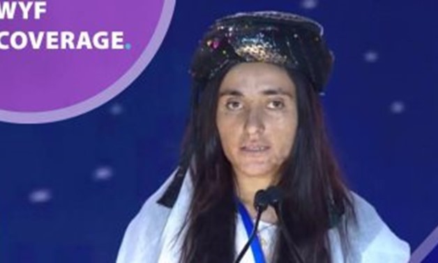 Yazidi activist Lamiaa Haji gives a speech during the World Youth Forum - EGYPT TODAY