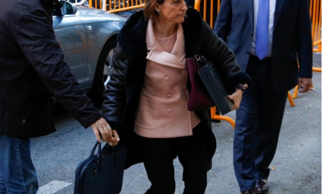 Carme Forcadell, Speaker of the Catalan parliament, arrives to Spain's Supreme Court to testify on charges of rebellion, sedition and misuse of public funds for defying the central government by holding an independence referendum and proclaiming independe