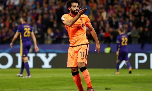 Liverpool's Mohamed Salah celebrates scoring their third goal - Action Images via Reuters