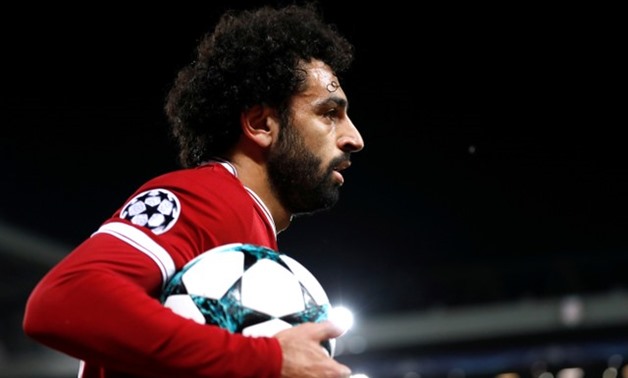 Soccer Football - Champions League - Liverpool vs NK Maribor - Anfield, Liverpool, Britain - November 1, 2017 Liverpool's Mohamed Salah with the match ball Action Images via Reuters/Carl Recine
