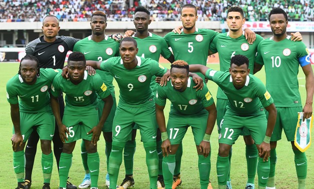 Nigeria national football team players pose prior to the 2018 FIFA World Cup qualifying football match. PIUS UTOMI EKPEI / AFP