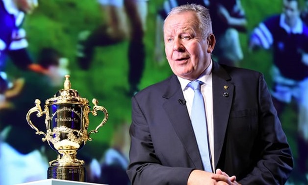 Bill Beaumont, the World Rugby chairman, in Tokyo with the Webb Ellis Cup at the announcement of the 2019 Rugby World Cup match schedule. Photograph: Toru Yamanaka/AFP/Getty Images