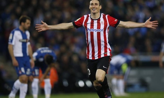 Athletic Bilbao's Aritz Aduriz celebrates a goal against Espanyol during their semifinal second leg Spanish King's Cup trophy match, near Barcelona - Reuters