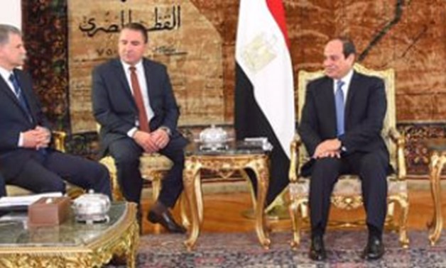 FILE - President Abdel Fatah Al-Sisi meets with on Thursday Speaker of the Hungarian Parliament Laszlo Kover and his accompanying delegation in Cairo 