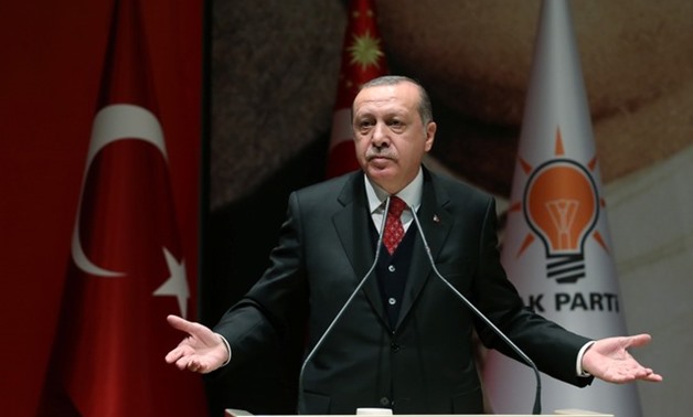 Turkey's President Erdogan speaks during a meeting of his ruling AK Party in Ankara - REUTERS

