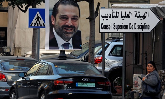 A poster depicting Saad al-Hariri, who announced his resignation as Lebanon's prime minister from Saudi Arabia, is seen in Beirut, Lebanon November 17, 2017. REUTERS/Jamal Saidi
