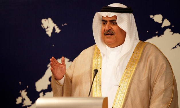 FILE PHOTO: Bahrain Foreign Minister Sheikh Khalid bin Ahmed Al Khalifa speaks during a news conference in Manama, Bahrain, August 29, 2016. REUTERS/Hamad I Mohammed