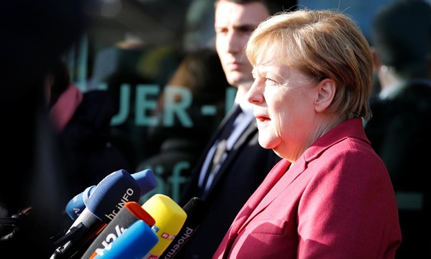 German Chancellor Angela Merkel talks to the media at Christian Democratic Union (CDU) headquarters in Berlin, Germany, November 17, 2017. REUTERS/Axel Schmidt
