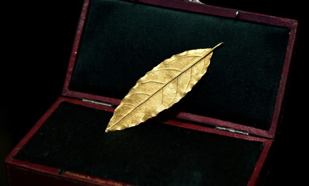 A gold laurel leaf from the coronation crown of Emperor Napoleon I -AFP