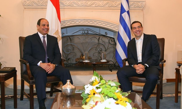 Press Photo : Egyptian President Abdel Fattah al-Sisi and Greek Prime Minister Alexis Tsipras in Nicosia, Cyprus November 21, 2017
