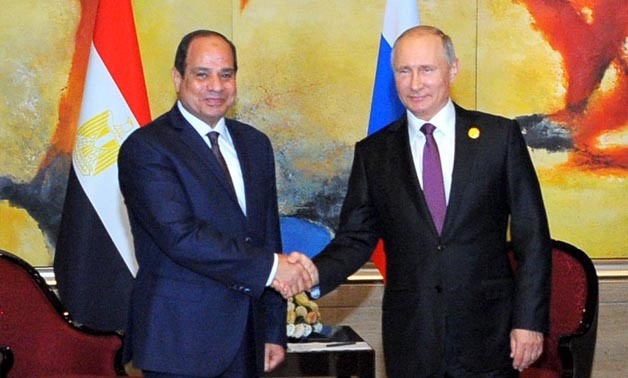 President Abdel Fattah al-Sisi during his meeting with Russian counterpart Vladimir Putin in china - press photo