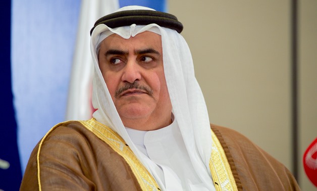FILE – Bahraini Foreign Minister Sheikh Khalid bin Ahmed al-Khalifa addresses reporters during a joint press conference with Secretary Kerry in Manama, undated – Wikimedia/U.S. Department of State 