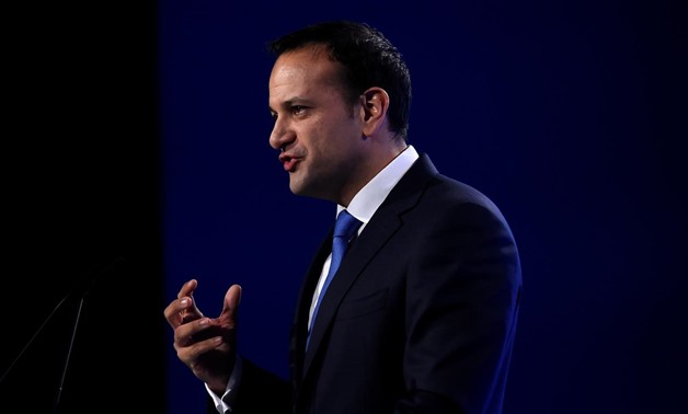 Taoiseach (Prime Minister) of Ireland Leo Varadkar speaks on stage during his opening address of the Fine Gael national party conference in Ballyconnell, Ireland November 10, 2017. REUTERS/Clodagh Kilcoyne
