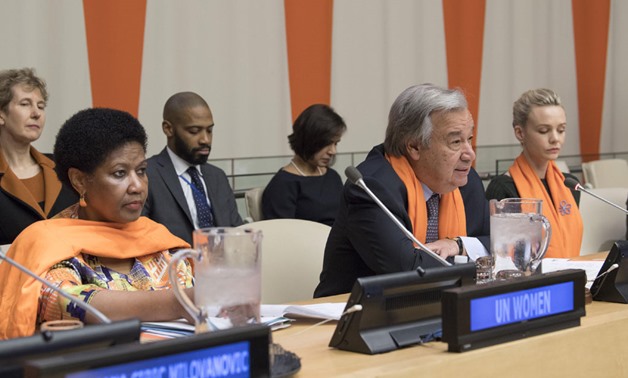 Ms. Phumzile Mlambo-Ngcuka, Executive Director of UN Women and Secretary-General Antonio Guterres participate in the 2017 United Nations Official Commemoration of the International Day for the Elimination of Violence against Women - UN Photo/Eskinder Debe