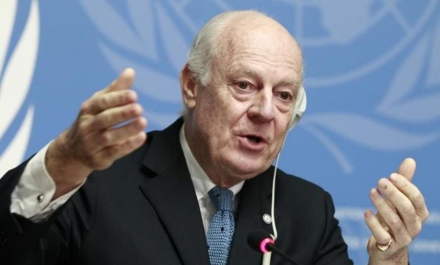 United Nations Special Envoy of the Secretary-General for Syria Staffan de Mistura speaks to media during a news conference at the Palais des Nations in Geneva, January 15, 2015. REUTERS/Pierre Albouy