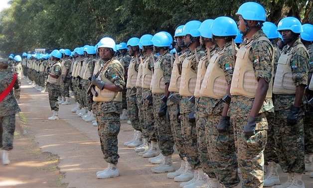 Soldiers trying out their new UN peacekeeping uniforms prior to deploying to the Central African Republic as part of the UN MINUSCA mission, 26 April 2015 Via wikimedia commons