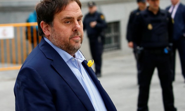 Dismissed Catalan vice president Oriol Junqueras arrives to Spain's High Court after being summoned to testify on charges of rebellion, sedition and misuse of public funds for defying the central government by holding a referendum on secession and proclai