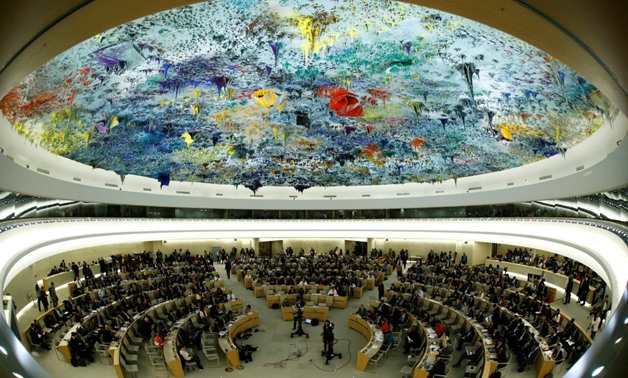Overview of the United Nations Human Rights Council is seen in Geneva, Switzerland June 6, 2017. Picture taken with a fisheye lens. REUTERS/Denis Balibouse
