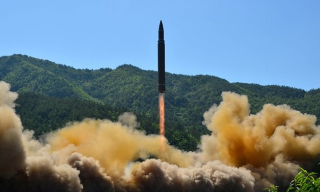 The intercontinental ballistic missile Hwasong-14 is seen during its test in this undated photo released by KCNA in Pyongyang - REUTERS