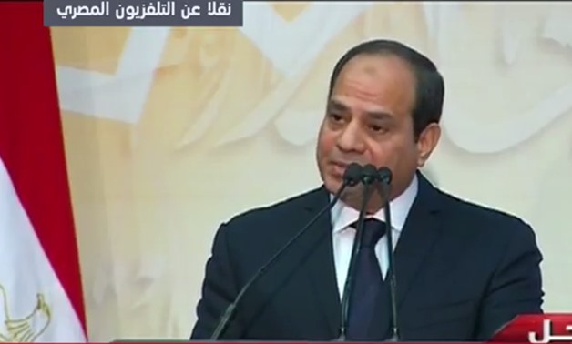 President Abdel Fatah al-Sisi giving speech during the celebrations ceremony of Prophet Muhammad's Birthday on Nov. 29, 2017 - YouTube/ON Live channel