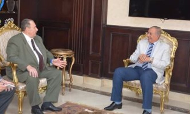 FILE - Romanian Ambassador to Cairo Mihai Ștefan Stuparu meets with the Red Sea governor Ahmed Abdullah