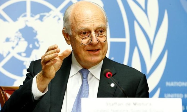 United Nations Special Envoy for Syria Staffan de Mistura attends a news conference during the Intra Syria talks at the United Nations Offices in Geneva, Switzerland, May 19, 2017. REUTERS/Pierre Albouy
