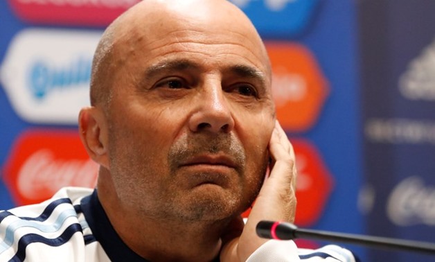Soccer Football - International Friendly - Argentina news conference - Luzhniki stadium, Moscow, Russia - November 10, 2017 Argentina's coach Jorge Sampaoli attends a news conference ahead of their friendly match against Russia. REUTERS/Maxim Shemetov