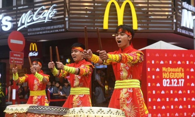 The global fast food chain received a warm welcome in Hanoi as hungry diners crammed into the two-storey eatery for a first taste of the Golden Arches