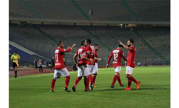 Al-Ahly players celebrate Saad Samir's goal - Photo courtesy of Egypt Today, Hossam Atef