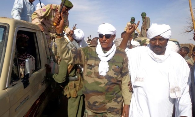 Musa Hilal (C), a powerful militia and Arab tribal leader in Sudan's strife-torn Darfur who was arrested last week by counter-insurgency
