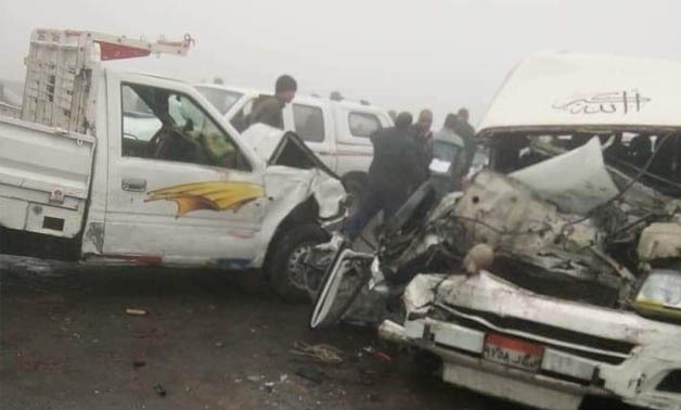 Ten cars collided along Alexandria Desert Road on Sunday- Egypt Today/Abdel Rahman Sayed
