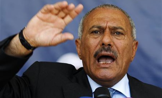 Yemen's President Ali Abdullah Saleh addresses a gathering of supporters in a soccer stadium in Sanaa March 10, 2011. REUTERS/Khaled Abdullah