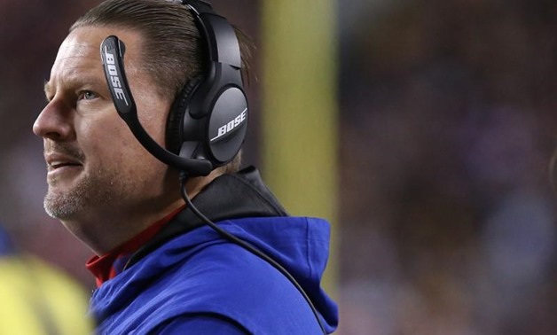 FILE PHOTO: Nov 23, 2017; Landover, MD, USA; New York Giants head coach Ben McAdoo looks on from the sidelines against the Washington Redskins in the second quarter at FedEx Field. Mandatory Credit: Geoff Burke-USA TODAY Sports
