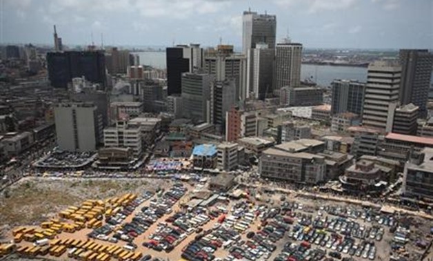 An aerial view shows the central business district in Nigeria's commercial capital of Lagos in this April 7, 2009 file photo. REUTERS/Akintunde Akinleye
