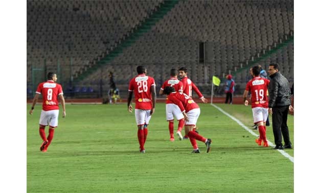 Soccer, Egyptian Premier League, 6-12-2017, Al Ahly players celebrate scoring against Alassiouty - Egypt Today/Ahmed Maarouf