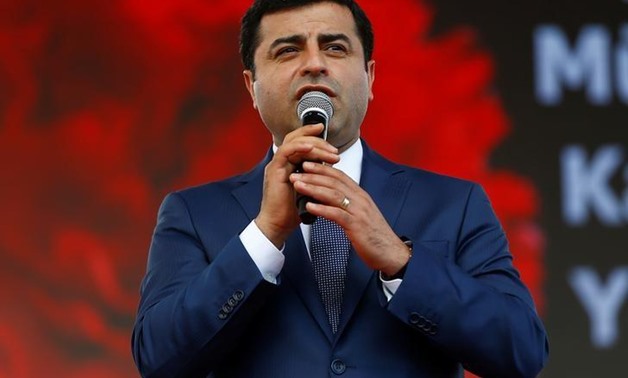 The leader of Turkey's pro-Kurdish opposition Peoples' Democratic Party (HDP) Selahattin Demirtas, makes a speech during a rally in Istanbul, Turkey, June 5, 2016. REUTERS/Osman Orsal
