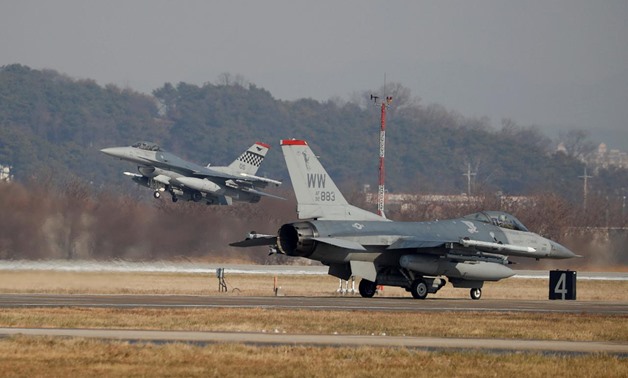 U.S. Air Force F-16 fighter jets take part in a joint aerial drill exercise called 'Vigilant Ace' between U.S. and South Korea, at the Osan Air Base in Pyeongtaek, South Korea, December 6, 2017. REUTERS/Kim Hong-Ji
