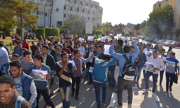 FILE- Students at Fayoum University orchestrated a rally on Thursday, December 7, 2019 – Press Photo