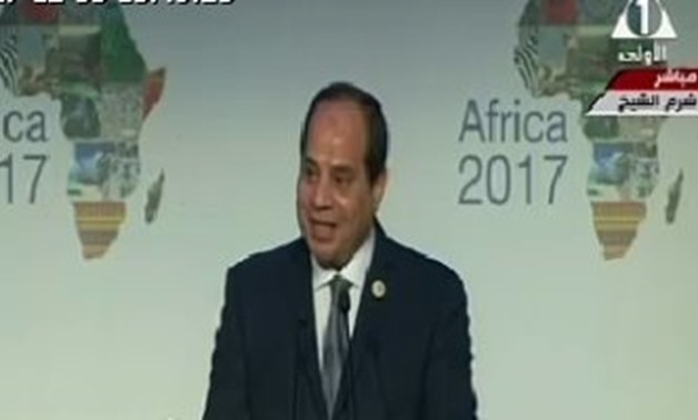 President Sisi speaking at the Africa 2017 Forum – Press photo