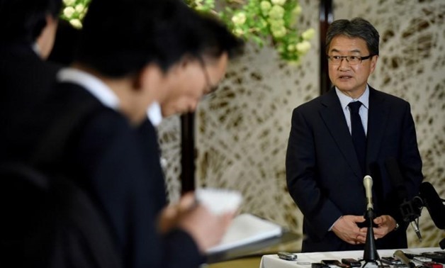 FILE PHOTO: U.S. Special Representative for North Korea Policy Joseph Yun (R) answers questions from reporters at the Iikura guest house in Tokyo, Japan April 25, 2017. REUTERS/Toru Yamanaka/Pool