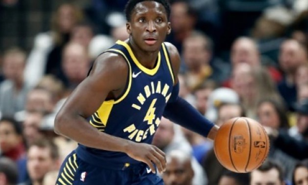 Victor Oladipo of the Indiana Pacers made six of 13 from beyond the arc as Indiana snapped the Cleveland Cavaliers' 13-game win streak with a 106-102 victory - AFP