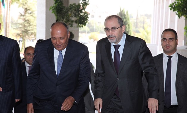Egypt's Minister of Foreign Affairs Sameh Shoukry with Jordanian counterpart in Jordan on November 12, 2017 - File phtoto