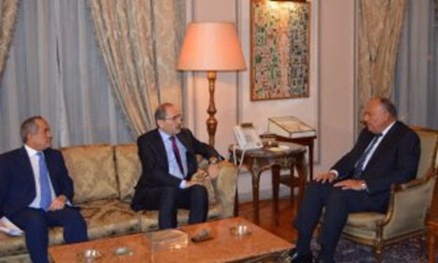 File - Egyptian FM Sameh Shoukry met his Jordanian counterpart Ayman Safadi